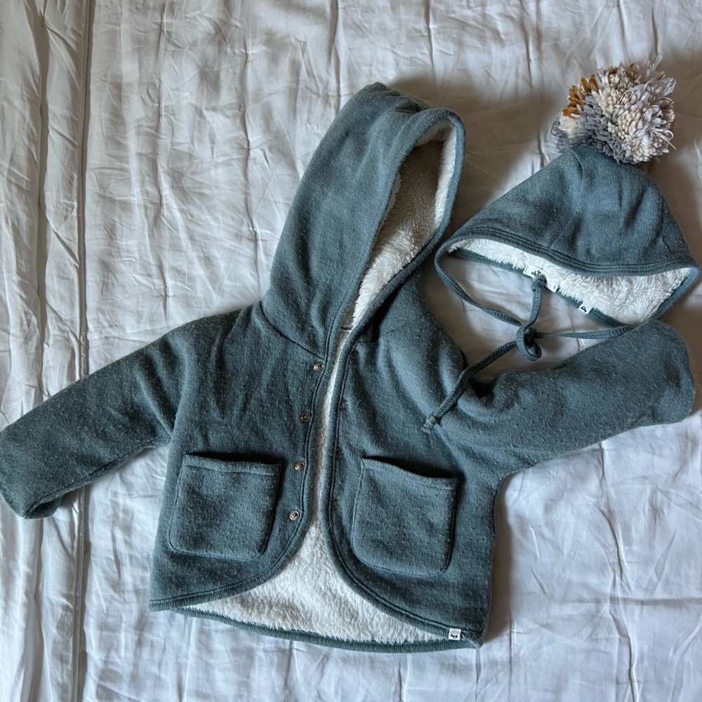 Oh baby! Snowdrift Sherpa-Lined Jacket 0-6m & Pilot Cap set
